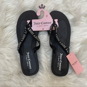 JUICY COUTURE FLIP FLOPS SANDALS RHINESTONES  BEACH JUICY LOGO WOMEN SZ 9 NEW